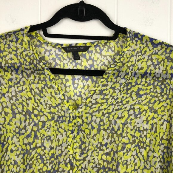 Banana Republic Womens Blouse Sheer V-Neck Draw String at Waist Small - Picture 4 of 11